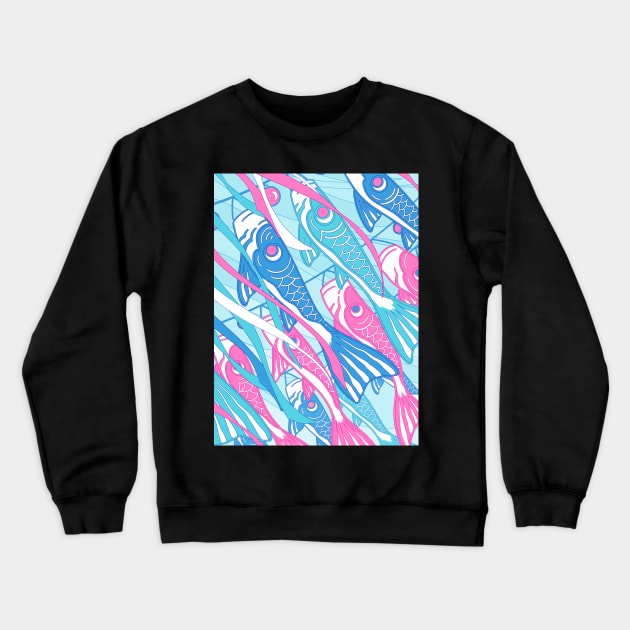 Thee cute soft design with the Japanese traditional carp koi fish  for Koinobori festival Crewneck Sweatshirt by AnGo